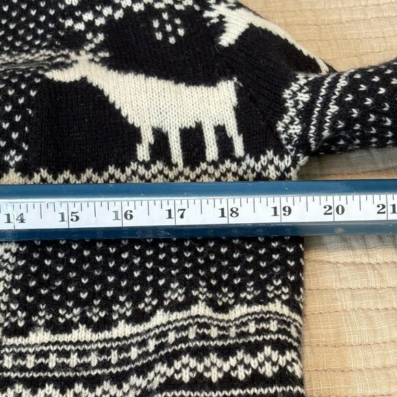 Cambridge Dry Goods Wool Sweater Black Cream Deer Sz S - Picture 4 of 8